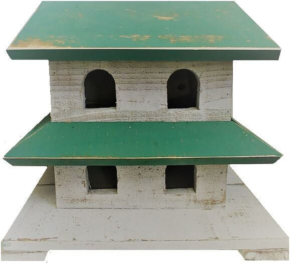 Handcrafted Green and White Reclaimed Wood Purple Martin Birdhouse