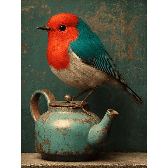 Bird Kettle Minimal Still Life Wrapped Canvas Religious Animal Indoor Wall Art