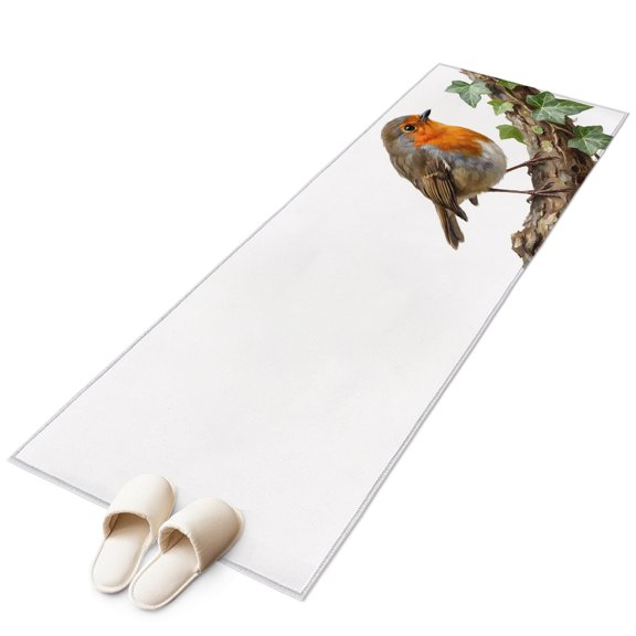 Bird Kitchen Runner Rug 2x6 Washable Runners for Hallway Non Slip Ivy Branch Animal Green Botanical Leaf Large Area Rug Indoor Floor Carpet for Bathroom Laundry Entryway Bedroom Living Room