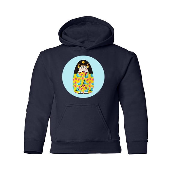 Bird Kokeshi Doll Hoodie Juniors - Youth Hoodie, Navy, Large