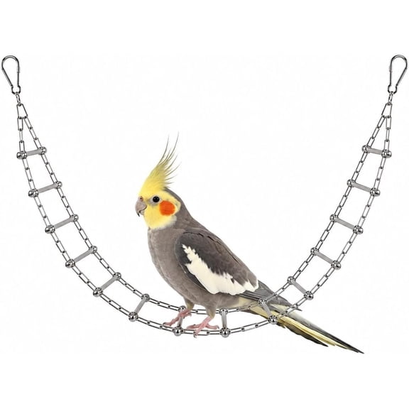 Bird Ladder Bridge, Stainless Steel Exercise ,Cockatiel Toys for Inside Cage, Rustproof & Bite-Proof Metal Ladder for Macaws, Cockatoos, Parakeet, Cockatiel