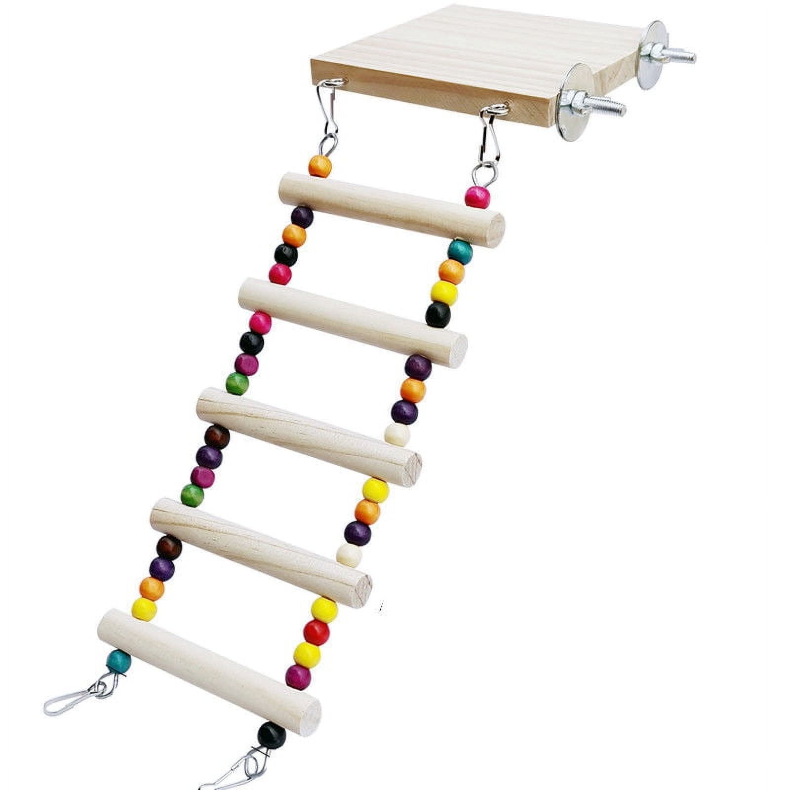 Bird Ladder Toy Wood Parrot Bird Perch Stand Platform with Ladders Pet