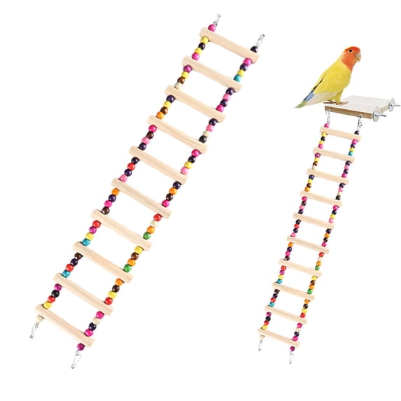 Bird Ladder Toys Coloured Flexible Parrot Swing Bridge Wooden Cockatiel Cage Hanging Climbing Ladder