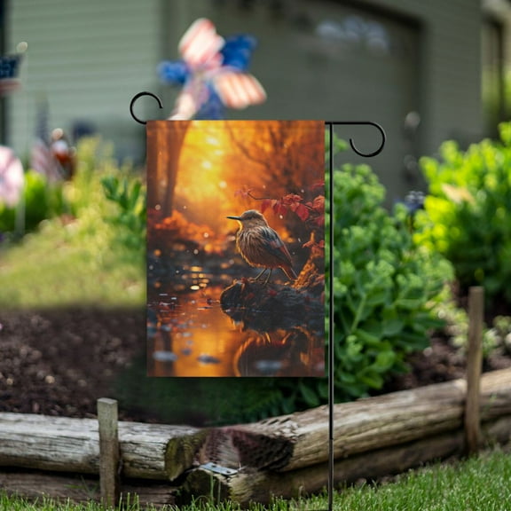 Bird Lake Flowers Garden Flag Double Sided Outdoor Banners for Courtyard Outdoor Lawn Farmhouse Holiday Decorations