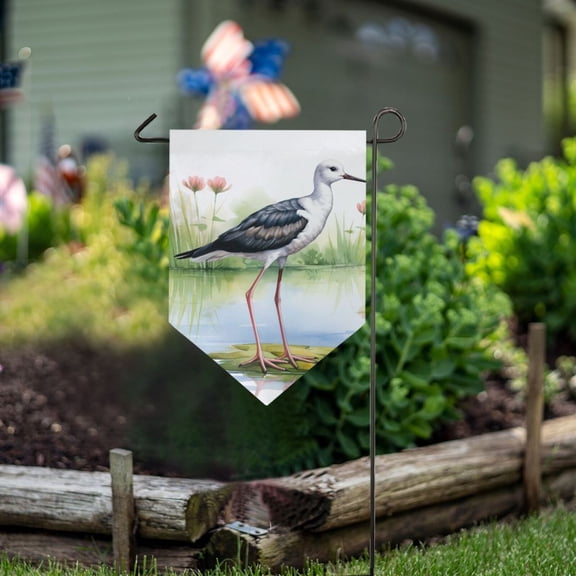 Bird Lake Lotus Leaf Grass Garden Flag 18" x 12.5" Double Sided Yard Lawn Outdoor Decor Small Yard Flags