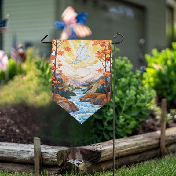 Bird Lake Trees Line Garden Flag 18" x 12.5" Double Sided Yard Lawn Outdoor Decor Small Yard Flags