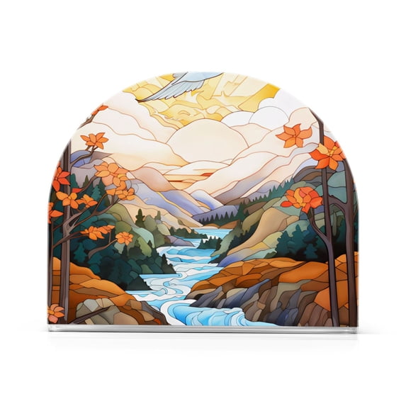 Bird Lake Trees Line Napkin Holder for Table Clear Napkin Stand Paper Holder Acrylic Organizer Dispenser Napkins for Dinner Kitchen Restaurant Room