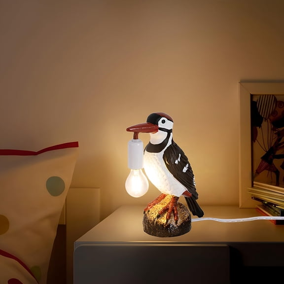 Bird Lamp Table Lamp,Woodpecker Design with LED Bulb,Crow lamp Table Light,Bird Desk Lamp,Table Lamp Crow Decor for Bedroom,Living Room Decoration Woodpecker Desk Lamp