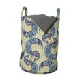 thumbnail image 1 of Bird Laundry Bag, Abstract Folkloric Inspired Design of Continuous Japanese Peacock, Hamper Basket with Handles Drawstring Closure for Laundromats, 13" x 19", Grey Yellow Multicolor, by Ambesonne, 1 of 4