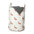 thumbnail image 1 of Bird Laundry Bag, Summer Design Exotic Tropical Style Image of Flamingo Standing on 1 Foot, Basket with Handles Drawstring Closure for Laundromats, 13" x 19", Off White Burnt Sienna, by Ambesonne, 1 of 4