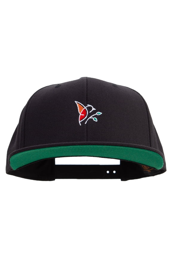 Bird Leaf Logo Embroidered Wool Blend Prostyle Snapback - Black OSFM