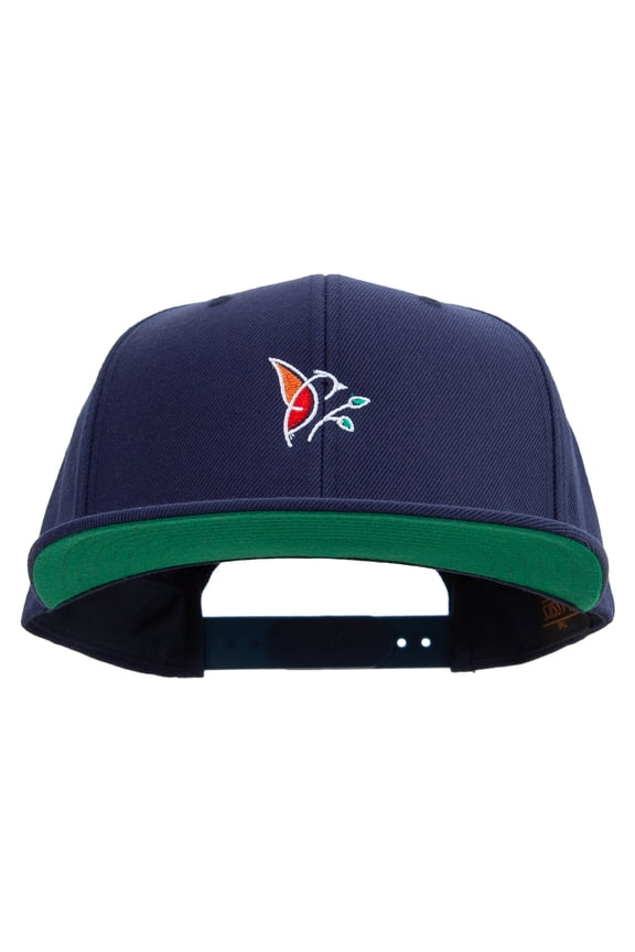 Bird Leaf Logo Embroidered Wool Blend Prostyle Snapback - Navy OSFM
