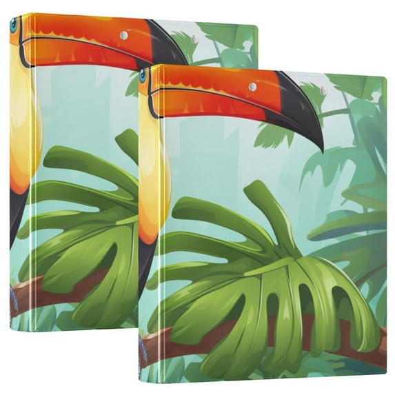 Bird Leaves Parrot 3 Ring Binders 1.5 inch Hardcover File Folders with Interior Pockets A4 Size Organizer for School Office Hospital