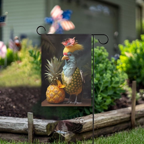 Bird Leaves Pineapple Flower Garden Flag Double Sided Outdoor Banners for Courtyard Outdoor Lawn Farmhouse Holiday Decorations