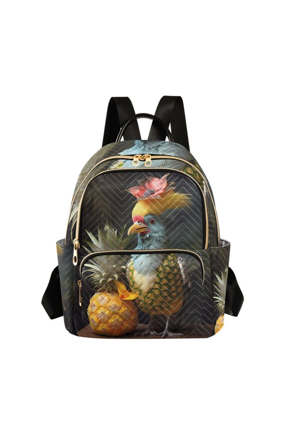 Bird Leaves Pineapple Flower Travel Laptop Backpack Casual Daypack Lightweight Bookbag Compartment for Business
