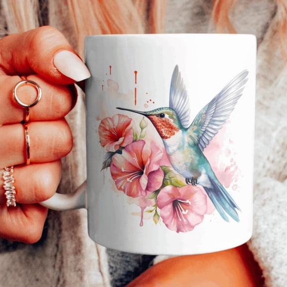 Bird Lover Ceramic Mug, Bird Wat Gift, Beautiful Hummingbird Mug, Watercolor Bird Coffee Cup, Bi Teacup, Choose Your Design.