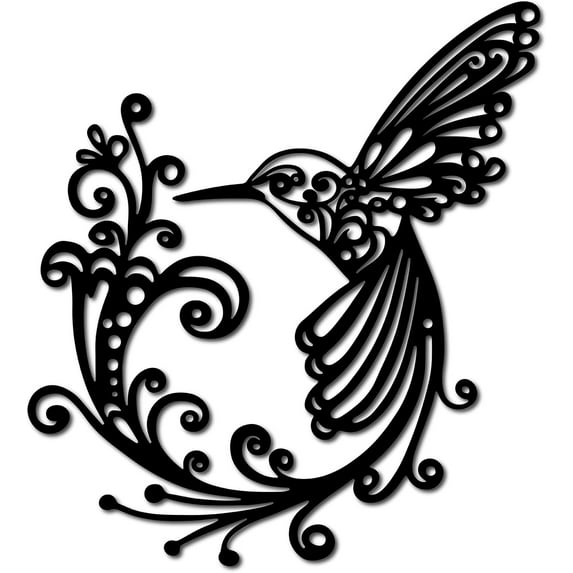 Bird Metal Wall Art Decor Hummingbird Black Wall Signs Iron Hanging Metal Ornament Sculpture