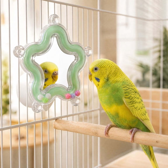 Bird Mirror Toy, Star Shaped Cage Accessories, Rotating Rolling Beads Mirror, Interactive Entertainment Toy, Small Medium Birds Decoration