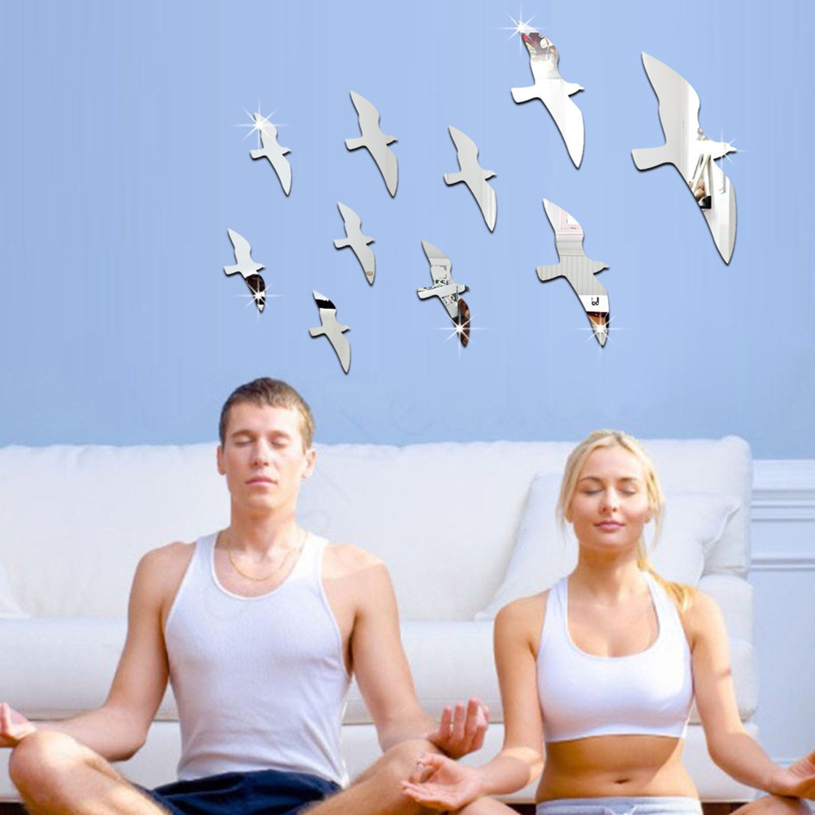 Bird Mirror Wall Stickers Living Room Bedroom Background Home