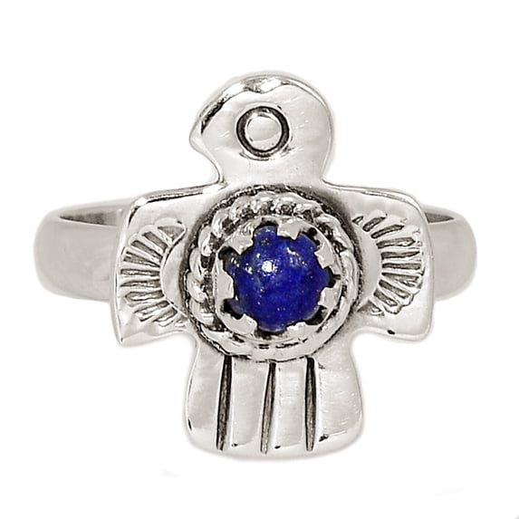 Bird - Natural Lapis Lazuli - Afghanisthan 925 Silver Ring s.9 ALLR-25019