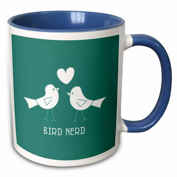 3drose, Bird Nerd Funny Birdwatcher Gift, 15oz Two-tone Blue Mug