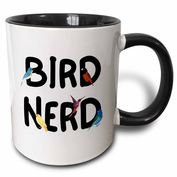 3drose, Bird Nerd Pet Lovers, 11oz Two-tone Black Mug