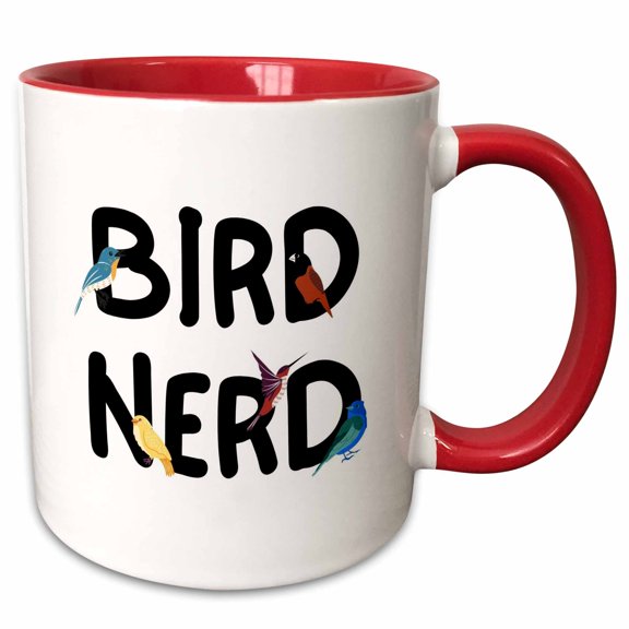 3drose, Bird Nerd Pet Lovers, 15oz Two-tone Red Mug