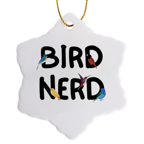 3drose, Bird Nerd Pet Lovers, 3 inch Snowflake Porcelain Ornament