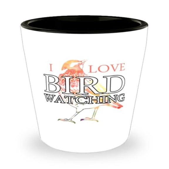 Bird Nerd Shot Glass, I Love Bird Watching, Nature Gift, Mini Glassware, 1.5oz Cup