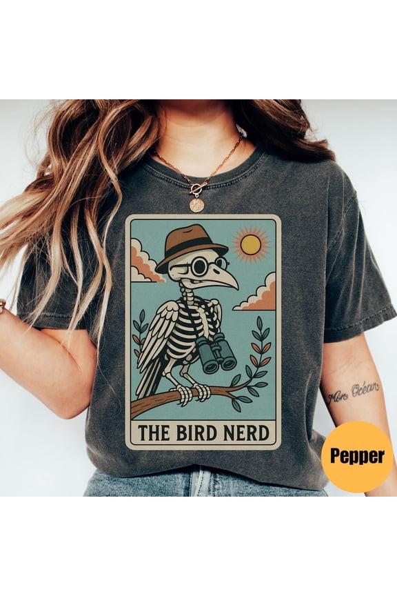 Bird Nerd Tarot Card Mystical Birdwatching Cottagecore Graphic Comfort Colors Unisex Cotton T-Shirt, Size S-3XL