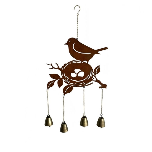 Bird Nest Bell Metal Wind Chime Hanging Ornament Nature Pendant For Front Door Window Porch Garden Decorations