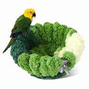 Bird Nest for Cage,Plush Hanging Bird Bed for Parakeet,Breeding Bird House for Conure,Budgie,Cockatiel,Lovebird,Canary,Finch,Hamster,Small Pets,Warm Nest Green,S