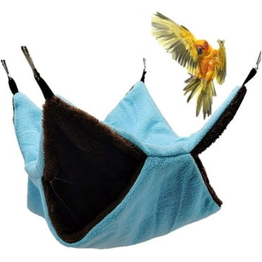 Bird Nest Double Layer Hanging Hammock Bed Toy for Parrot Parakeet Cockatiel Cockatoo African Grey Amazon Lovebird Finch Hamster Rat Gerbils Chinchilla Cage Perch