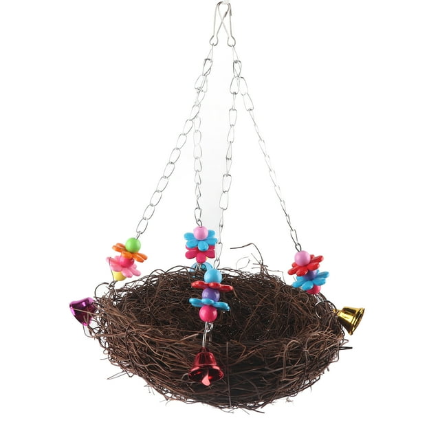 Bird Nest Hanging Cage Hut Tent Bed Bird Parrot Toy Birds Nest Parrot Straw Nest Cages