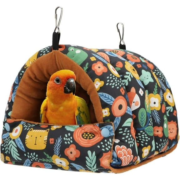 Bird Nest House Winter Warm Snuggle Hut Bird Bed Hanging Hammock for Parrots Budgies Parakeets Caique Senegal Cockatiels Conures (Small, Green)