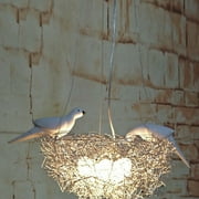 Bird Nest Lamp 5 Lights Pendant Light Fixture Metal Glass Woven Nest Chandelier Light LED Hanging Ceiling Light Fixtur for Dining Room Living Room Restaurant