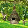 thumbnail image 1 of Bird Nest Outdoor Hanging Handwoven House | Natural Grass Fiber | Safe Shelter for Small Birds | Predator Protection | 22x11x11cm | Ventilated Durable Birdhouse | Brown | 1 Pack, 1 of 9