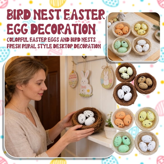 Bird Nest Shaped Easter Egg Decorations - New Cross-Border Style Wholesale - For Mall Store Party Festival Holiday Decoration