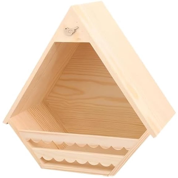 Bird Nesting Box, Natural Wood Hanging Pentagon Dove House, Outdoor Pigeon Shelter, Garden Bird Accommodation with Internal Platform$$