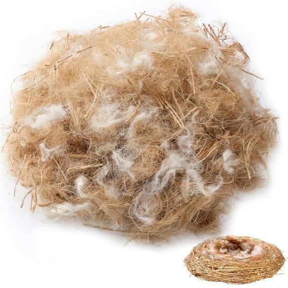 Bird Nesting Material, Handmade Alpaca Fiber Bird Nesting Heart, Refillable Heart Shape Hummingbird Nesting, Winter Fowl Gifts Animal Lovers Home Garden Yard,20g (Mixed Hemp fibers)
