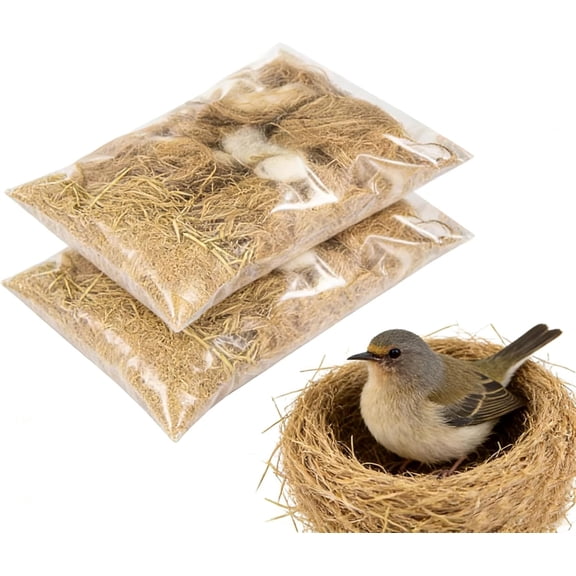 Bird Nesting Material, Handmade Alpaca Fiber Bird Nesting Heart, Refillable Heart Shape Hummingbird Nesting, Winter Fowl Gifts Animal Lovers Home Garden Yard (Mixed Hemp fibers)