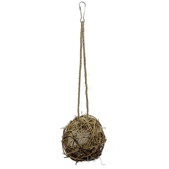 Bird Nesting Material Holder, Natural Nesting Balls with Cotton Fibers for Wild Birds, Hummingbird Nesting House, Refillable Bird Nesting Station for Wrens Finches Parrot, 3.94"
