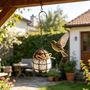Bird Nesting Material, Hummingbird Nesters, Natural Alpaca Wool Material for Wild Birds, Design for Bird Lover Gifts, Nesting Balls for Wild Birds, Refillable Outdoor Birds Nesting Station