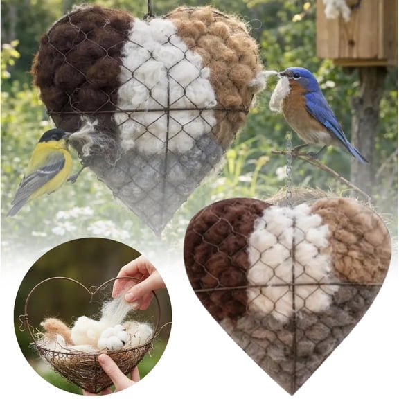 Bird Nesting Material, Hummingbird Nesters, Natural Alpaca Wool Material for Wild Birds, Design for Bird Lover Gifts, Nesting Balls for Wild Birds, Refillable Outdoor Birds Nesting Station