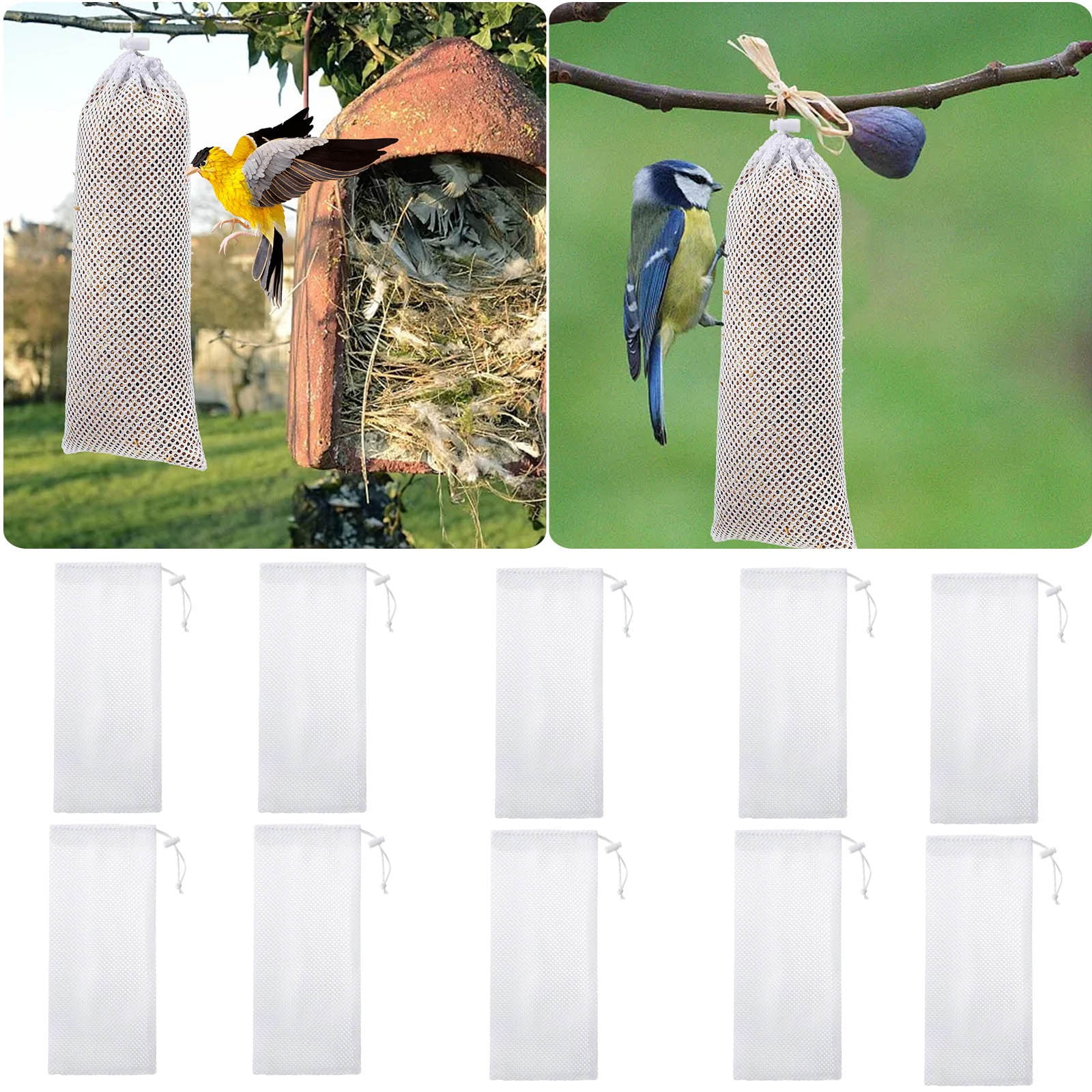Bird Net Bag Bird Feeder Drawstring Bag Polyester Hexagonal Mesh Bag ...