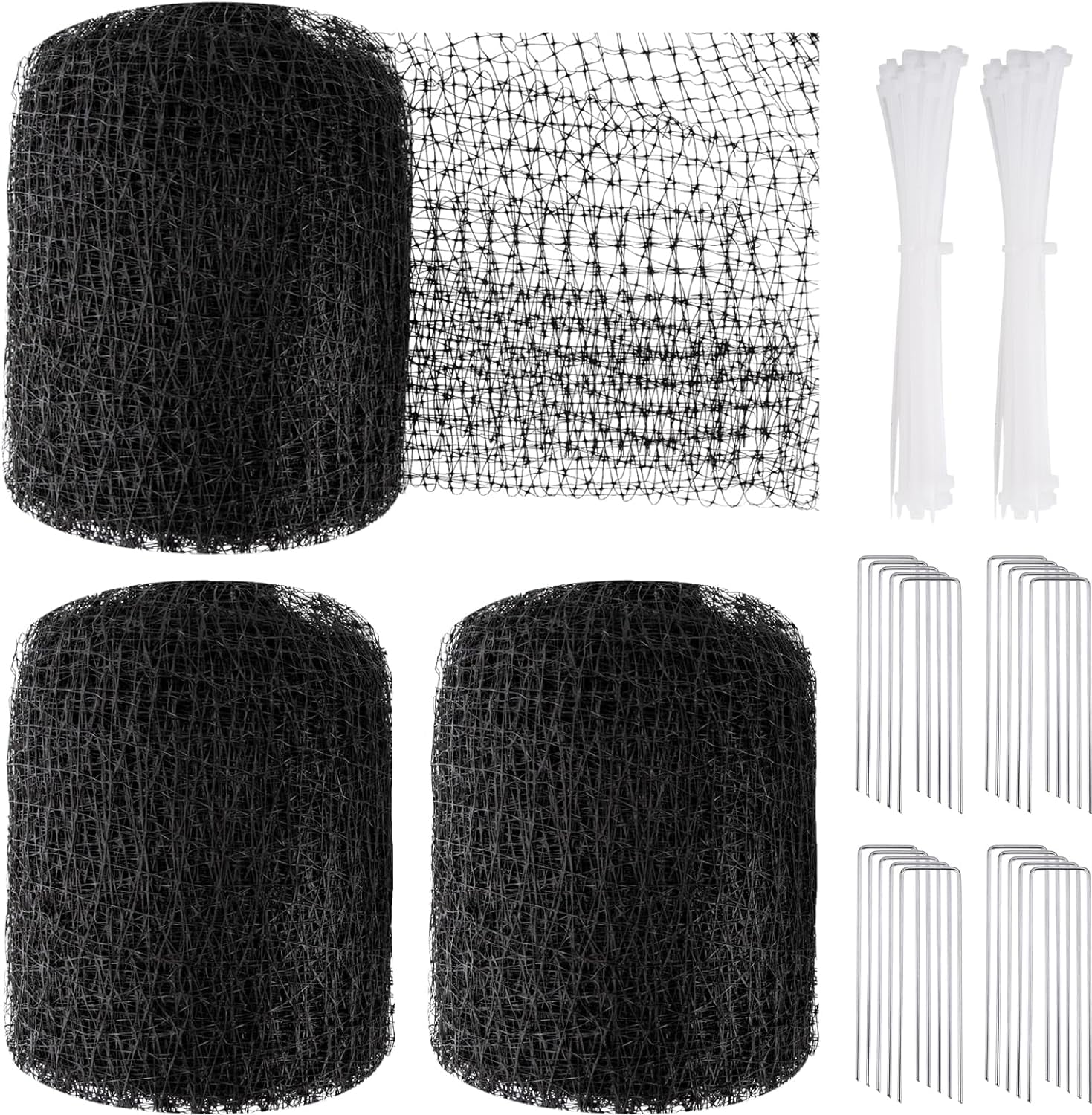 Bird Netting 5 x 100 FT Heavy Duty Garden Netting Deer Fence Netting Pest Barrier for Protect Fruit Trees, Plants and Vegetables Against Birds, Deer, Squirrels, Black - 2 Pack