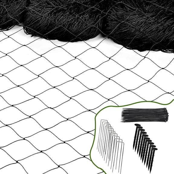 Bird Netting for Chicken Coop Run, 25x50 Ft Heavy Duty Poultry Netting with 2.4" Mesh, UV Resistant Black Net Garden Netting for Fruit Trees, Vegetable Plants, and Yard Protection
