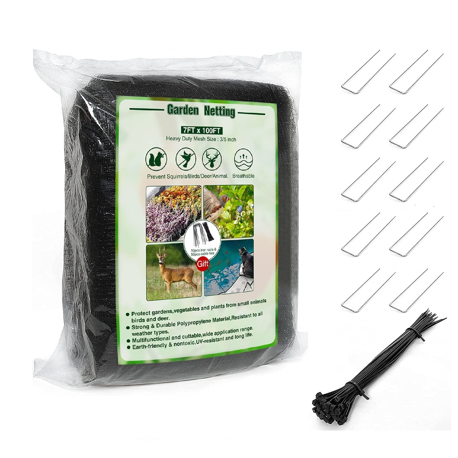 Bird Netting, Deer Fence Netting, 7 x 100 FT Reusable Protective Garden