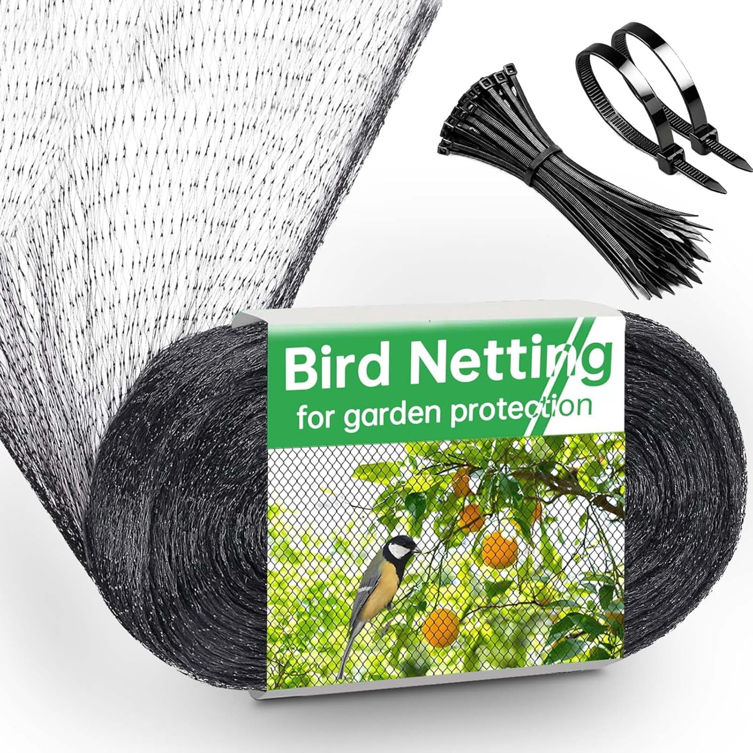 Bird Netting for Garden, 13x32FT 0.8" Mesh Netting for Garden Protection, Fruit Tree Netting Bird Netting for Fruit Trees, Deer Netting Deer Fence for Garden, Black w/50 Cable Ties