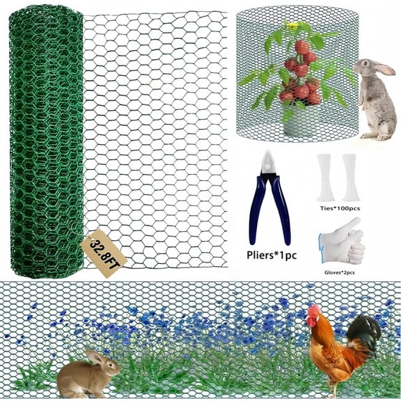 Bird Netting for Garden & Deer Fence - 15.7in x 32.8ft Heavy Duty Hexagonal Chicken Wire to Protect Plants, Fruit Trees, Vegetables from Birds, Deer, Squirrels - Reusable Animal Barrier